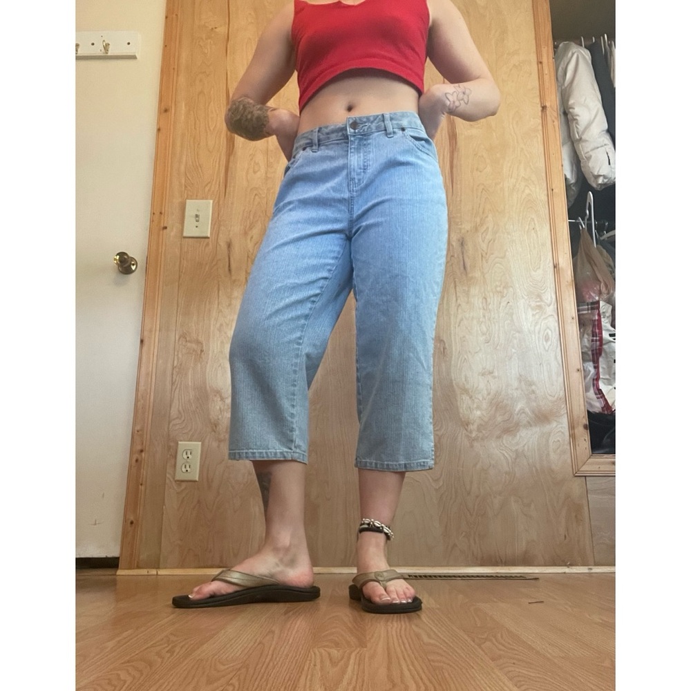 bill blass Light Blue Cropped Straight-Leg Jeans